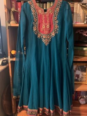 Teal Long-Sleeve Anarkali